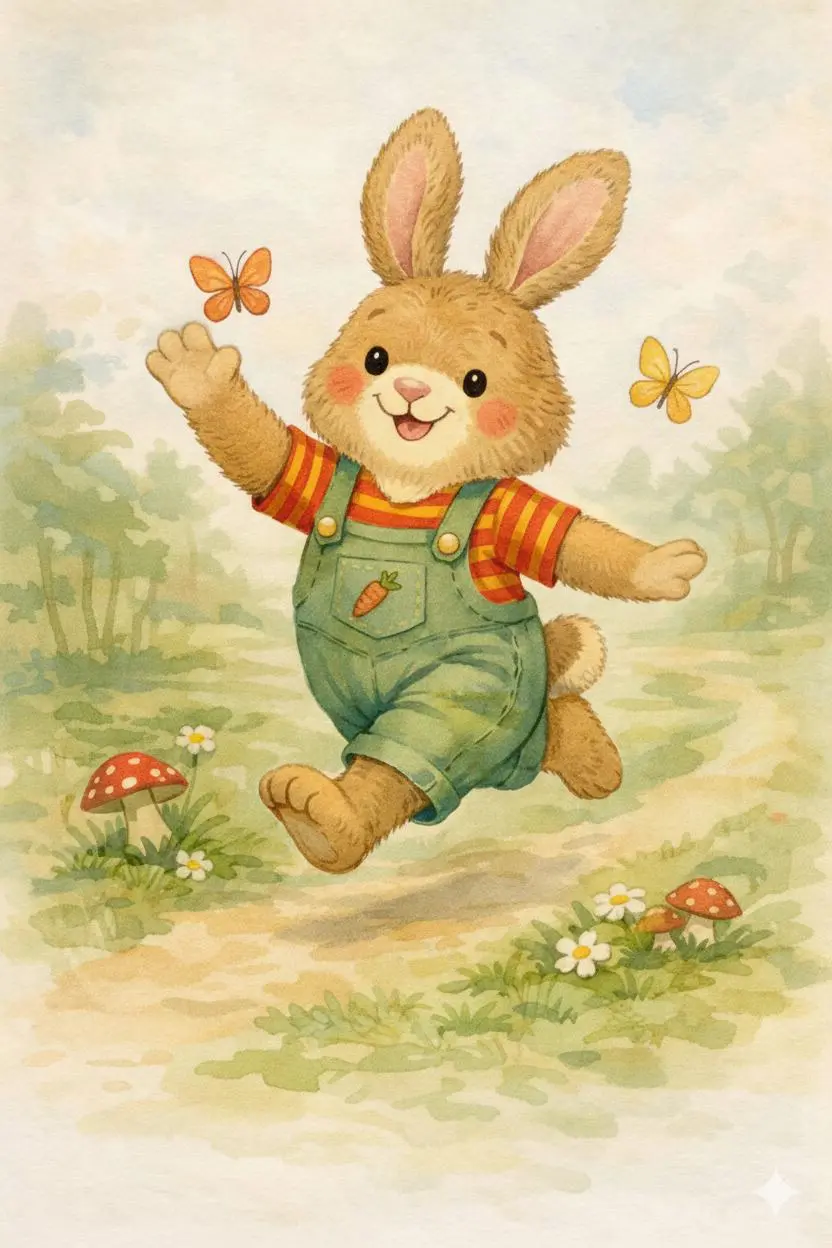 Watercolor bunny card from the app